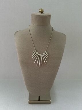 Vintage Inspired Silver Tone Chain Bib Necklace